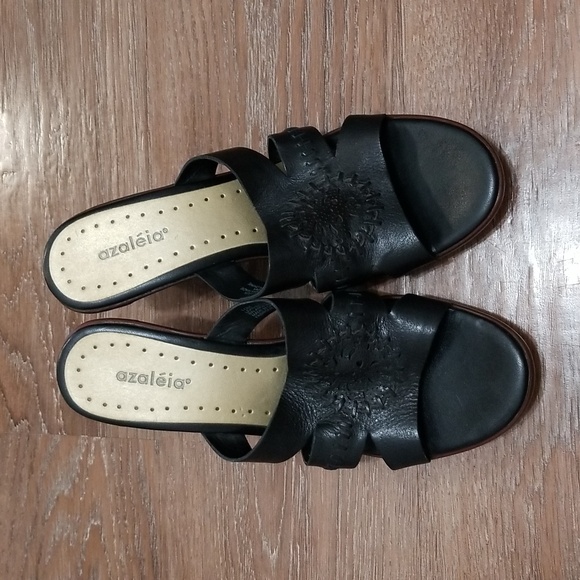 (10M) azaléia Leather Upper Heeled Sandals Coastal Vacation Resortwear Summer - Picture 5 of 10